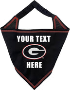 NCAA Georgia Bulldogs Personalized Tie Bandana for Dogs & Cats, Size Large/X-Large. Custom Dog Scarf Bib for Pet Cat Dog. Ultimate Game-Day & Party Customizable Bandana