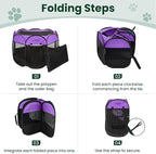 Love's cabin Pet Puppy Dog Playpen, Medium Dog Tent Crates Cage Indoor/Outdoor, Portable Playpen for Cat, Foldable Pop Up Dog Kennel Playpen with Carring Case, Removable Zipper Top, Purple