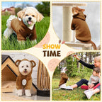 Small Dog Hoodie Soft Warm Fleece Fall Winter Dog Clothes Cute Puppy Sweaters Cat Coat Funny Blank Pullover Doggy Hooded Sweatshirts for Small Dogs Chihuahua Costumes Kitten Outfits(Brown,S)