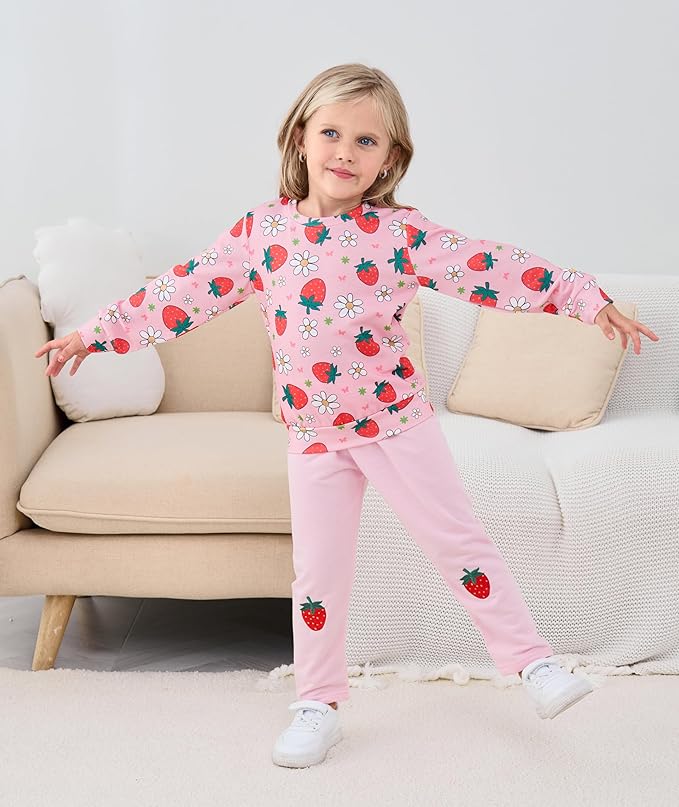 Little Girls Unicorn Outfits 2 Piece Kids Ruffle Sleeve Sweatshirt + Leggings Fall Leopard Clothing Sets 2-10 Years Old