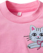 Toddler Baby Girls Cotton Sweater, Long Sleeve Crewneck Sweatshirt Pullover Kids Warm Clothing for Fall Winter