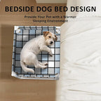 Bedside Window Pet Cat Bed - Dog Bed with Guardrail Extension Attached to Human Bed Height Elevated Dogs Cats Window Perch Bedside Dog Cot Sleeper Hammock Furniture Pet Beds (20'' x 20'' x 24'')