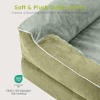 Extra Large Dog Bed, Orthopedic Dog Bed with Cooling Gel Memory Foam, Waterproof XL Pet Bed with Removable Washable Cover, 42" Pet Sofa Couch Dutch Velvet with Bone Toy, Dark Green