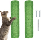 12 Inch Cat Scratching Posts Jute Rope Replacement Refill Accessories for Cats Tower Kittens Scratch Pole Perch Interactive Toys Carpeted Furniture Scratching Tree Indoor Wall 2 Pack, Green