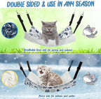 BBTO 3 Pcs Reversible Pet Hammock Soft Plush Cat Hanging Hammock Guinea Pig Bed Rat Cage Accessories for Puppy Dog Piggy Kitten Ferret Rabbit Other Small Animals(Cat)