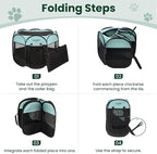 Love's cabin Pet Puppy Dog Playpen, Small Dog Tent Crates Cage Indoor/Outdoor, Portable Playpen for Cat, Foldable Pop Up Dog Kennel Playpen with Carring Case, Removable Zipper Top, Green