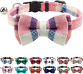Joytale Upgraded Cat Collar with Bells, Breakaway Cat Collars with Bow Tie, 1 Pack Girl Boy Safety Plaid Kitten Collars, Pink