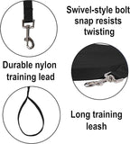 Hi Kiss Dog/Puppy Obedience Recall Training Agility Lead - 15ft 20ft 30ft 50ft 100ft Training Leash - Great for Play, Camping, or Backyard - Black 20ft