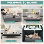 Waterproof XXL Dog Beds Large Sized Dog, Outdoor Orthopedic Washable Crate Pad 48 inch, Jumbo XXLarge Foam Pet Bed with Removable Cover Reversible, Durable Anti-Slip Kennel Pad, 47"x29", Gray