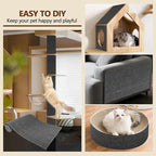 Cat Scratch Furniture Protector, 78.7"x15.8" Self Adhesive Cat Scratch Mat Pad,Cut to Fit DIY Replacement Carpet for Tree,Wall,Bed,Door, Couch Protector (Dark Grey)