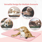 NWK Pack of 4 Pet Cooling Mat - Ice Silk Cooling Mat for Dogs & Cats Portable & Washable Pet Cooling Blanket, Car Seats, Beds for Summer (4pcs, Pink Cat, 39’’ X 27’’ X 0.3)