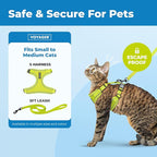 Voyager Escape-Proof Step-in Lock Cat Harness & 5ft Neoprene-Handle Leash Set All-Weather Mesh with Reflective Stitching for Small to Large Cats by Best Pet Supplies, Lime (327), M
