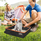 HiCaptain Portable Cat Travel Litter Box, Collapsible Cat Litter Carrier Tray, Waterproof Litter Box for Outdoor Fit Medium Cats and Kitties, Leak-Proof, Sturdy, Lightweight-Black