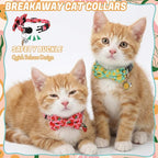 6 Pack Breakaway Cat Collars with Bow Tie and Bells Fruit Pendants Adjustable Safety Kitten Collar Fruit Cat Collar with Bell Ideal for Girl Boy Cats