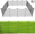 10 Panels No Dig Dog Fence Outdoor for Yard, 32 in(H) X 23.6 ft(L) Decorative Tall Garden Fence Animal Barrier, Rustproof Metal Wire Garden Edging and Borders, Temporary Fencing Stakes