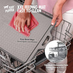 Tuff Pupper 28x20 Large Dog Feeding Mat for Food and Water | Dog Food Mats for Floors | Waterproof Dogs Water Bowl Mats | Dogs Placemats Pet Food-Mat | Silicone Feeding Mat for Cats and Cat Bowls