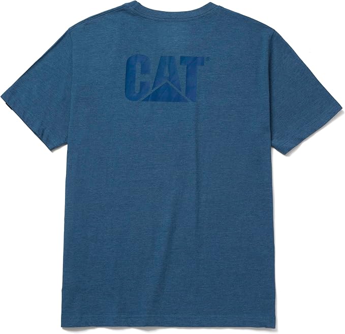 CAT Men's Trademark T-Shirts with Shape-Retention Rib Trim Spandex, Tagless Neck, and Cat Logo on Left Chest