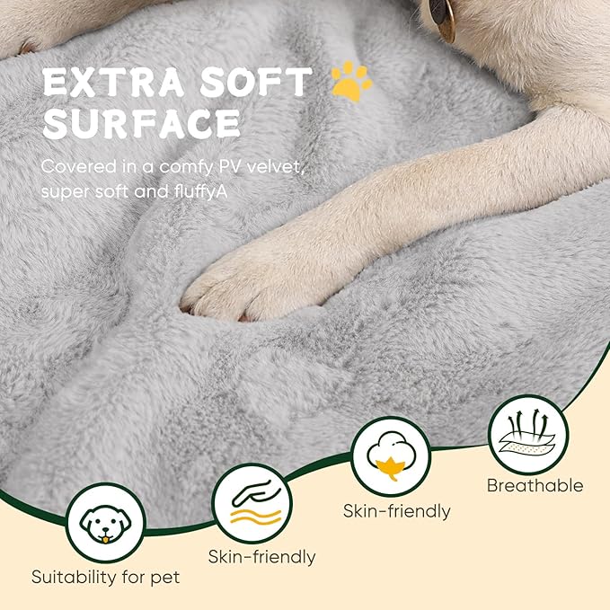 Dog Crate Pad 30 Inch, Washable Plush Crate Mat for Medium Dogs, Non Slip Kennel Pad for Metal Wire Crates, Cushioned Support for Indoor Use, Grey