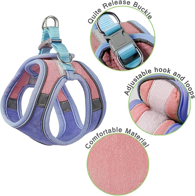 JSXD Cat Harness,Leash and Collar Set,Escape Proof Kitten Vest Harness for Walking,Easy Control Night Safe Pet Harness with Reflective Strap and Bell for Small Large Kitten,Fit for Puppy,Rabbit