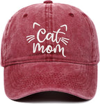 CORIRESHA Cat Mom Baseball Cap Washed Denim Cotton Adjustable Unisex Hat
