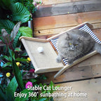 PETKARAY Beach Chair Cat Hammock, Elevated Cat Beds for Indoor Cats, Original Cozy Lounger with Sisal Scratcher and Toy Ball