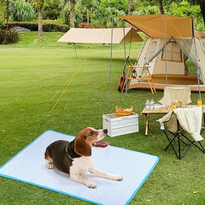 Cooling Mat Pad for Dogs Cats Ice Silk Cooling Bed for Dogs Ice Bed for Cats Pet Mats for Cats Bed Dog Pad Pupy Pad for 5Kg Pet (S/50X40CM)