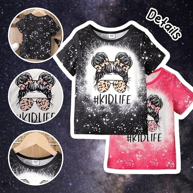 PATPAT Girls Crewneck Short Sleeve Graphic Tees Animal Print Shirts Cute Summer Outfits 5-12 Years