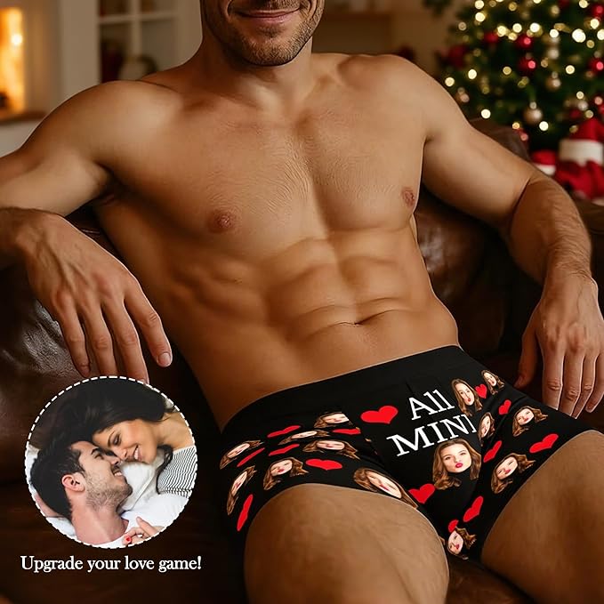 M YESCUSTOM Custom Faces Funny Short Briefs Gift for Husband Underwear
