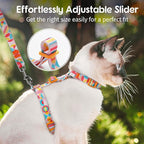 Dooradar Cat Harness and Leash, Escape Proof Adjustable Kitten Vest, Lightweight Soft Pet Straps, Easy Wearing for Small Medium Kitty Safe Walking Travel Control, Rainbow, S