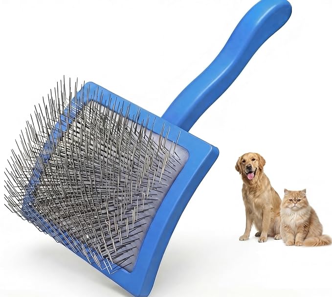 Self-Cleaning Slicker Brush for Dogs & Cats - Professional Deshedding Tool for Goldendoodles, Labradoodles, Poodles - Removes Shedding Fur & Undercoat, Gentle for All Breeds