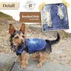 Cool Dog Jean Jacket Small Puppy Outfits Frenchie Clothes Denim Coats for Small Medium Dogs Cats Boys Girls Pet Vest Dog Shirt Clothing Doggy Costume (Blue, XL（Suggest 12-16 lbs）)