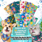Sanwuta 48 Pcs Dog Bandana Bulk Summer Scarf Washable Flamingo Dogs Bibs Adjustable Washable Kerchief Puppy Bandana for Small and Large Party Pet Bandanas Handkerchief Hawaii Beach Scarf Accessories