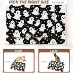 Halloween Pet Feeding Mat,Ghosts Absorbent Quick-Dry Cat Dog Food and Water Bowl Mats,Non-Slip Rubber Backing Mat,Cat Dog Accessories Supplies 16"x24"