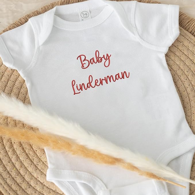 COUPLEHOODIES Personalized Baby Onesie Bodysuit – Custom Embroidery Gift for Pregnancy Reveal Baby Shower or First Grandchild