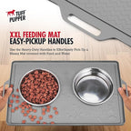 Tuff Pupper 22x16 Medium Dog Feeding Mat for Food and Water | Dog Food Mats for Floors | Waterproof Dogs Water Bowl Mats | Dogs Placemats Pet Food-Mat | Silicone Feeding Mat for Cats and Cat Bowls