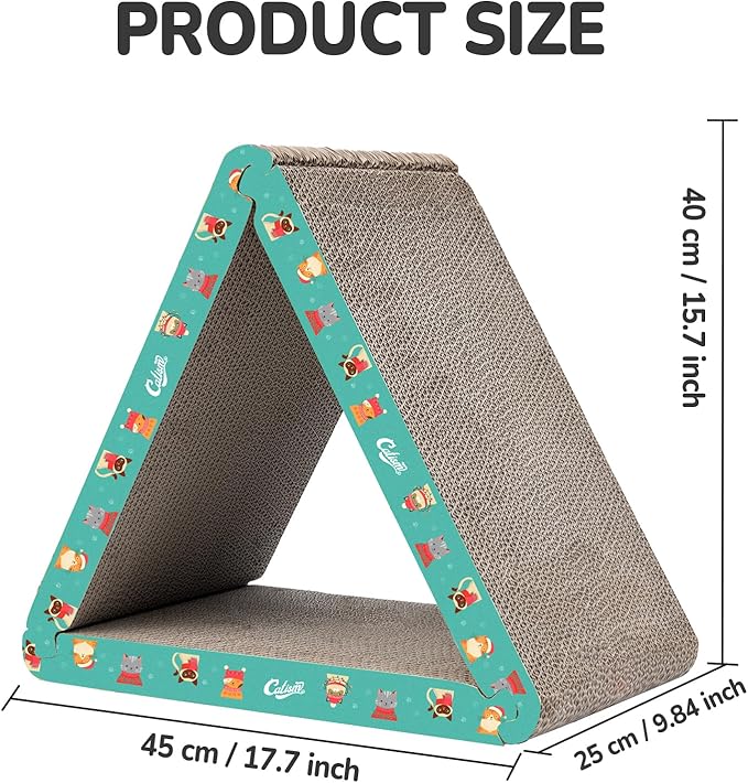 CATISM Cat Scratcher Cat Scratching Board - Foldable - Triangle, 6 Usable Sides Scratchers for Indoor Cats, Durable Recyclable Cats Cardboard Vertical(Pack of 3)
