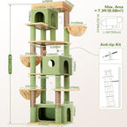 Globlazer Large Cat Tree, 80 inch Multi-Level Cactus Tall Climbing Tower Kitty Condos Cat Scratching Tower for Indoor Multiple Large Adult Cats Kittens with 3 Cat Caves, 3 Hanging Baskets, F80F, Green