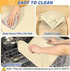 Silicone Pet Feeding Mat with Raised Edge for Food and Water, Dog Bowl Mats, Cat Bowls Placemat with High Lip for Floor Waterproof, Rubber Tray for Cats and Dogs 22 x 14 x 0.8 White Sand (Yellow Cast)