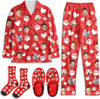 Artsadd Custom Pajamas for Women Men Family, Personalized Face Pjs Pajama Pants, Funny Pet Photo Loungewear Sleepwear Jammies