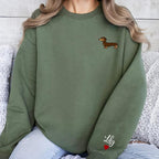 Customized Dachshund Crewneck, Custom Dog Pullover, Personalized Sausage Dog Sweatshirt, Unique Cream Pup Apparel, for Pet Lovers
