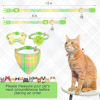 Breakaway Cat Collars with Bell & Cute Pendants - 3 Pack Adjustable Safety Kitten Collars - Decoration for Girl Boy Cats Puppy and Small Pets (Style C - Green Plaid)