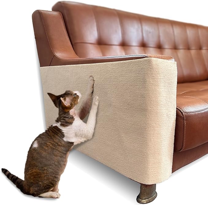 Self Adhesive Cat Scratch Mat to Protect Furniture,16 x 78 in, Couch Protector from Cat Claws Scratching (Beige)