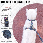 BEAUTYZOO Cat Harness and Leash Set Escape Proof for Walking, Kitten Soft Adjustable Vest Harnesses for Small Medium Large Cats, Easy Control Breathable Plaid Ribbon Nylon for Outdoor Indoor Use