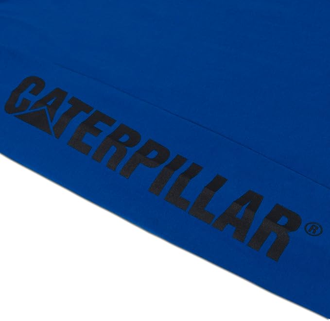 Caterpillar Trademark Banner Long Sleeve Tee Shirts for Men with Center Back Neck Wire Management Loop and Cat Workwear Logo
