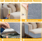 Cat Scratch Mat,118.5"x17.4" Trimmable Self-Adhesive Cat Scratch Furniture Protector, Sticky Cat Scratcher Wall Mat, Covering Cats Tower, Couch Protector from Cats Claws (Light Grey)