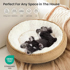 Love's cabin Round Donut Cat and Dog Cushion Bed, 25in Pet Bed for Small or Medium Dogs, Anti-Slip & Water-Resistant Bottom, Soft Durable Fabric Pet Beds, Washable Calming Cat Bed Camel Stripe