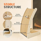 PETKARAY Cat Scratcher, Sisal Cat Scratch Pad, Curved Scratching Board for Indoor Kitty, Floor Mounted Scratcher with Mouse Toy Catnip