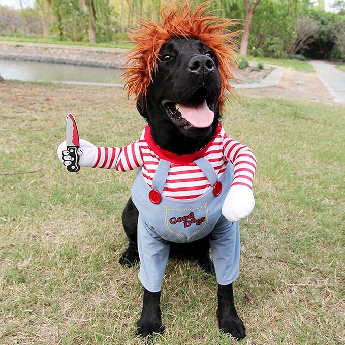 Pet Deadly Dog Costume, Cute Dog Cosplay Halloween Christmas Funny Pet Clothes Party Costume for Small Medium and Large Dogs (Large)