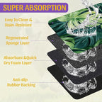 Tropical Palm Leaves Pet Feeding Mat, Absorbent Quick-Dry Dog Cat Bowl Mat, Non-Slip Bottom, Indoor Use – 16x24 Inch