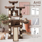 SHA CERLIN 68 Inches Multi-Level Large Cat Tree for Large Kitties/Big Cat Tower with Condo/Cozy Plush ‌Pussycat Perches/Sisal Scratching Posts and Hammocks/Activity Center/Leopard Print